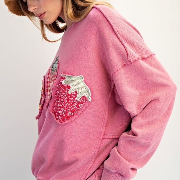 600 NWT Easel Pink Strawberry Sweatshirt - Picture 3 of 5